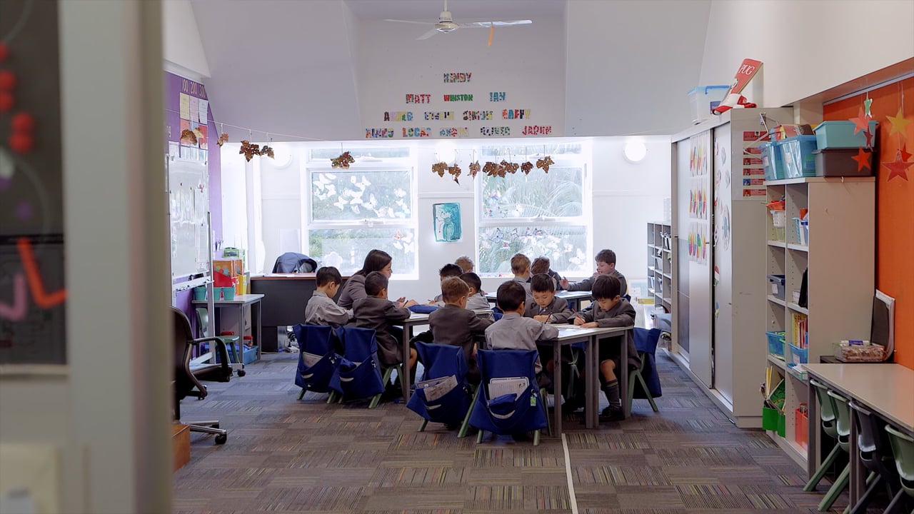 A still from the Coogee Prep Small Classes film, a Kindergarten classroom